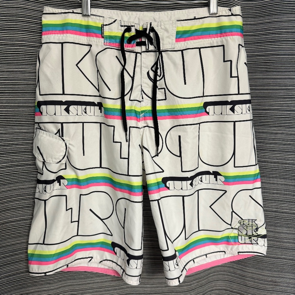 Quicksilver Board Shorts White/Black Size 32